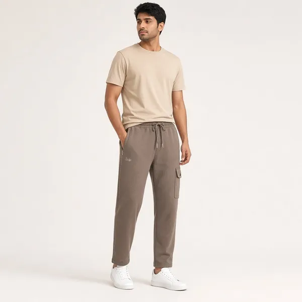 BEIGE_COTTON_BLEND_RELAXED_FIT_CARGO_PANTS_For_Men