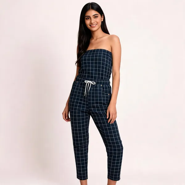 Black_Cotton_Blend_Checked_Regular_Fit_Lower_For_Women