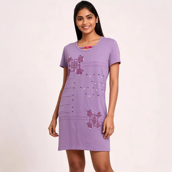 Purple_Cotton_Blend_Printed_Round_Neck_Nightdress_For_Women