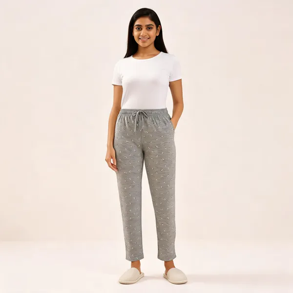 Grey_Cotton_Blend_Printed_Elastic_Waist_Pyjama_For_Women