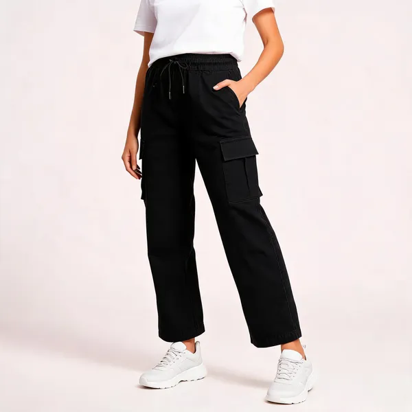 Black_Cotton_Blend_Relaxed_Fit_Cargo_Pants_For_Women