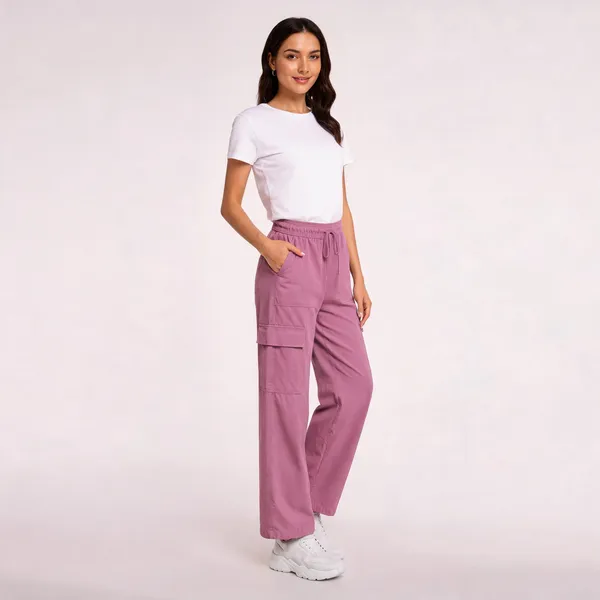 Mauve_Cotton_Blend_Wide_Leg_Cargo_Pants_For_Women