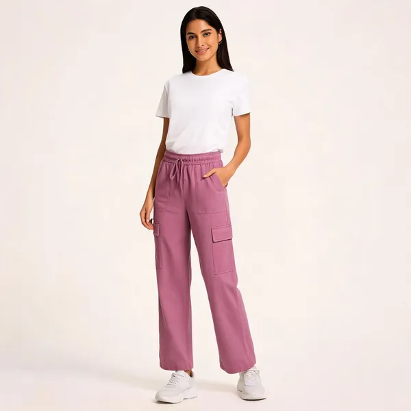 Mauve_Cotton_Blend_Wide_Leg_Cargo_Pants_For_Women