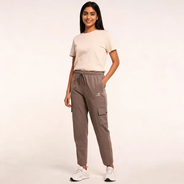Beige_Cotton_Blend_Relaxed_Fit_Cargo_Pants_For_Women