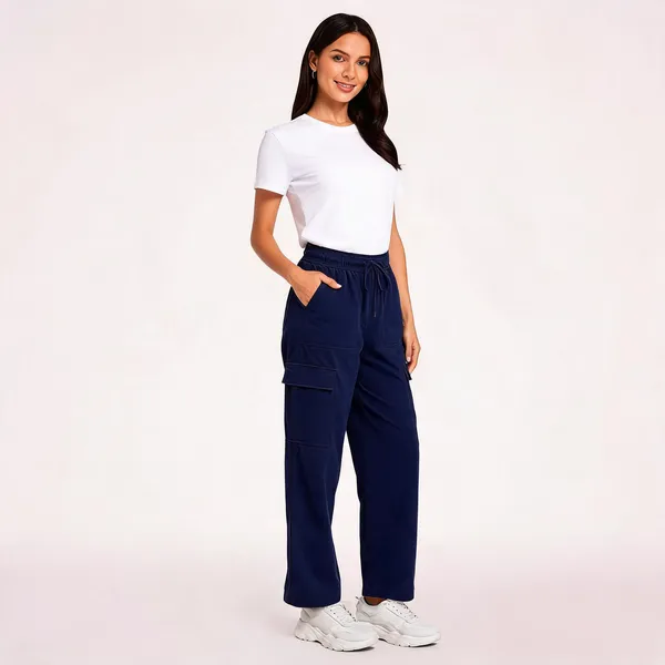 Navy_Cotton_Blend_Wide_Leg_Cargo_Pants_For_Women
