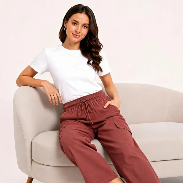 Rust_Cotton_Blend_Wide_Leg_Cargo_Pants_For_Women