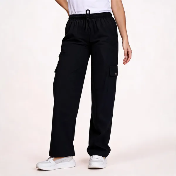 Black_Cotton_Blend_Relaxed_Fit_Cargo_Pants_For_Women