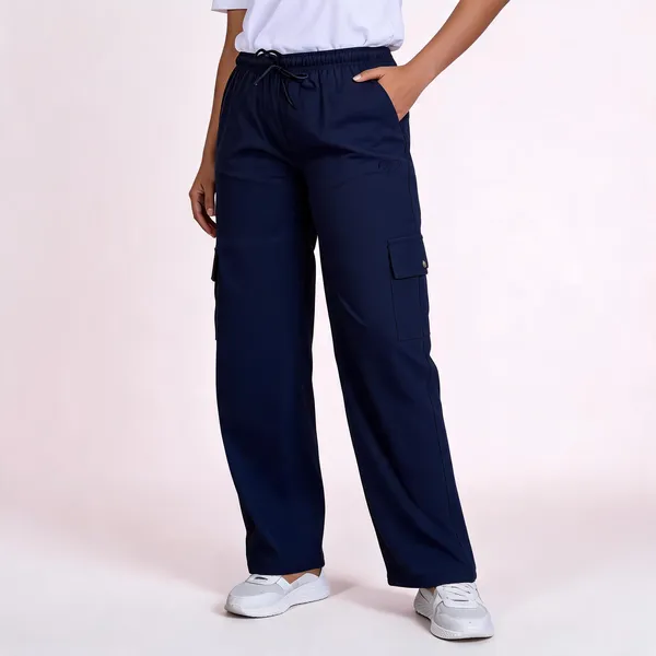 Navy_Blue_Cotton_Wide_Leg_Cargo_Pants_For_Women