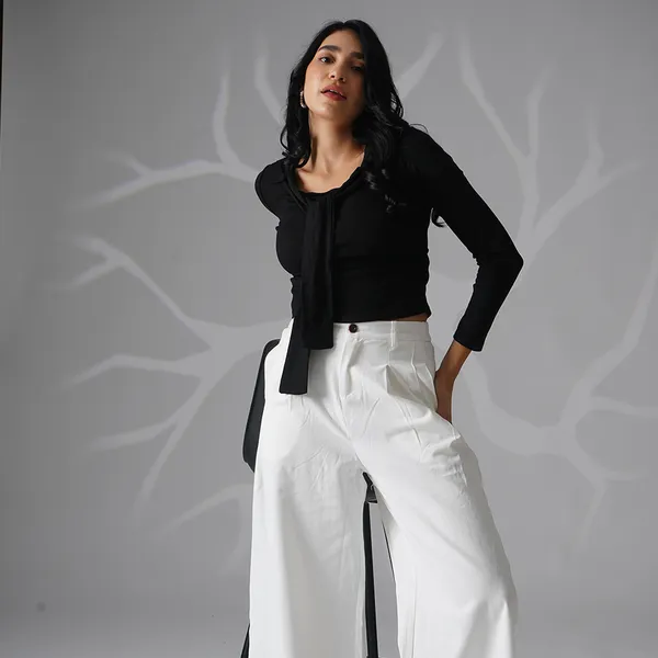 Black_Viscose_Knit_Tie_Neck_Cropped_Top_For_Women