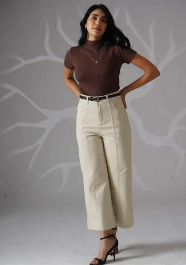 Brown_Cotton_Round_Neck_Casual_T-Shirt_For_Women