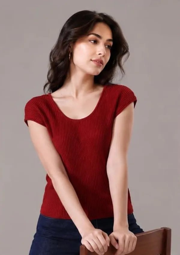 Red_Ribbed_Knit_Criss_Cross_Back_Top_For_Women