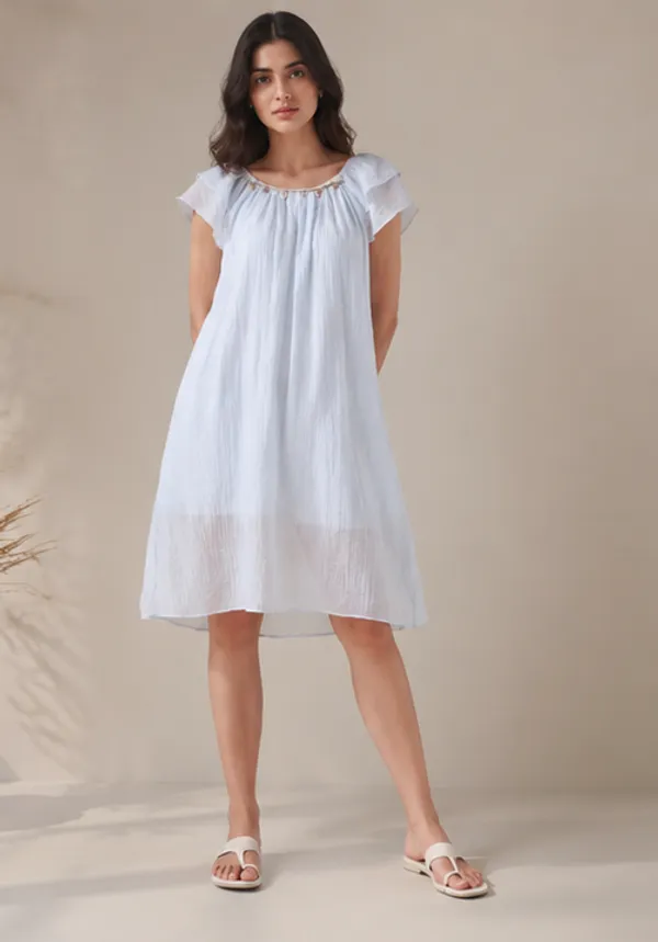Lavender_Cotton_Flutter_Sleeve_Loose_Fit_Dress_For_Women