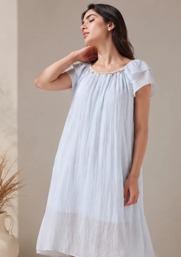 Lavender_Cotton_Flutter_Sleeve_Loose_Fit_Dress_For_Women
