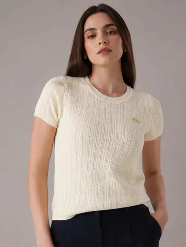 Off-White_Knitted_Round_Neck_Short_Sleeve_Top_For_Women
