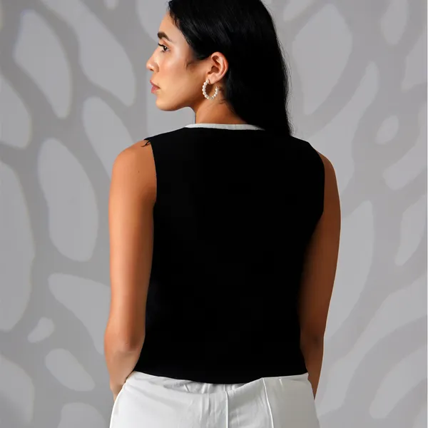 Black_Cotton_Rib_Knit_Sleeveless_Button-Up_Tank_Top_For_Women