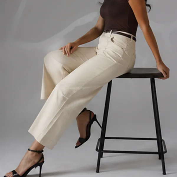 Beige_Polyester_High-Rise_Wide_Leg_Trousers_For_Women