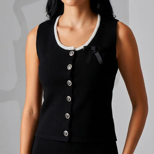 Black_Cotton_Rib_Knit_Sleeveless_Button-Up_Tank_Top_For_Women