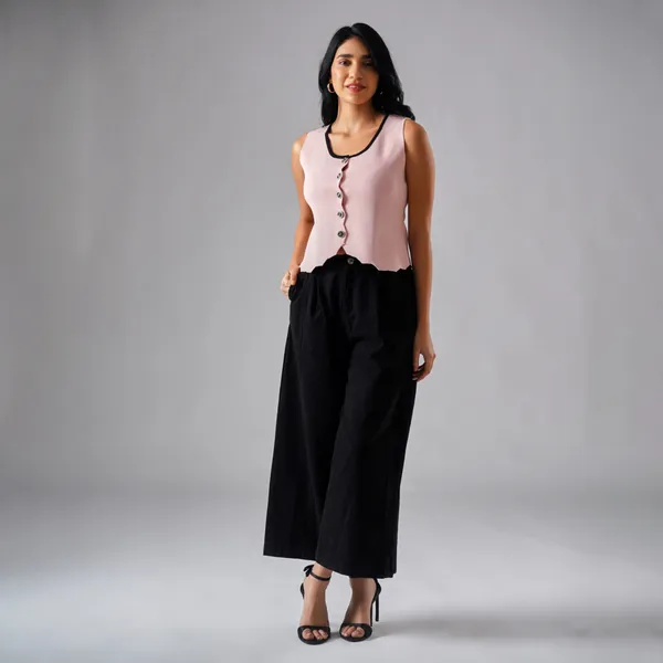 Pink_Cotton_Rib_Knit_Sleeveless_Button-Up_Tank_Top_For_Women