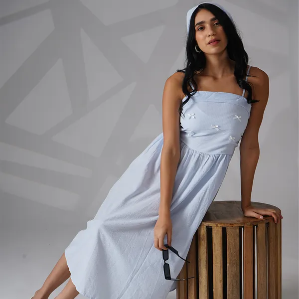 Blue_Polyester_A-Line_Bow_Midi_Dress_For_Women