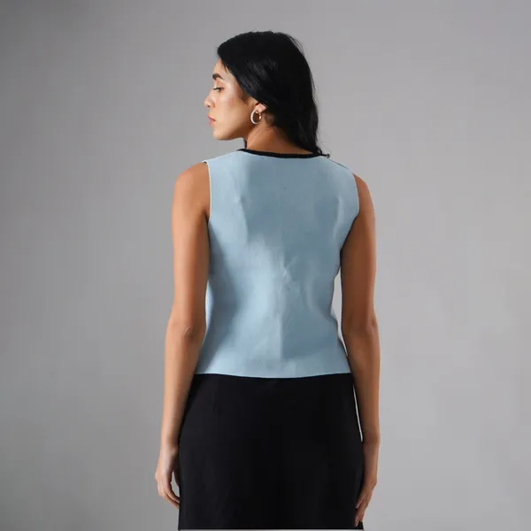 Blue_Cotton_Rib_Knit_Sleeveless_Button-Up_Tank_Top_For_Women