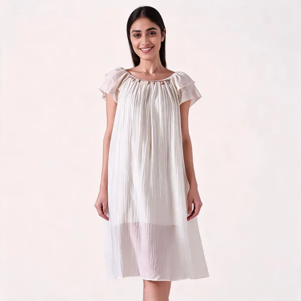 White_Cotton_Flutter_Sleeve_Nightdress_For_Women
