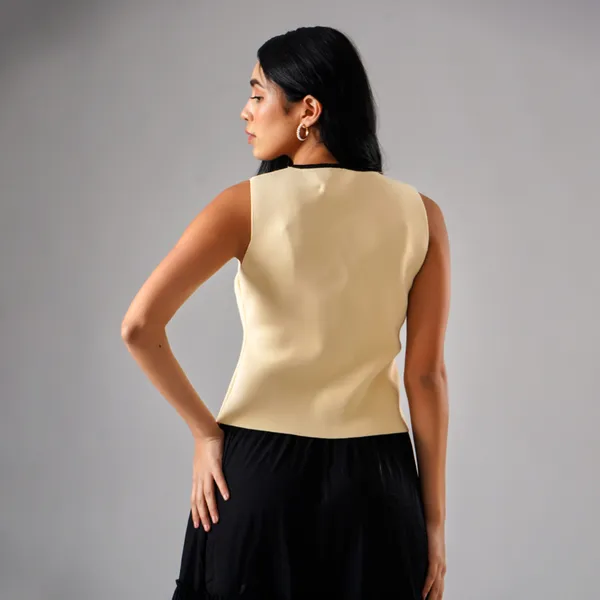 Beige_Cotton_Rib_Knit_Sleeveless_Button-Up_Tank_Top_For_Women