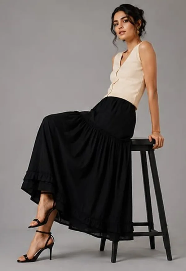 Black_Cotton_High-Rise_Tiered_Maxi_Skirt_For_Women