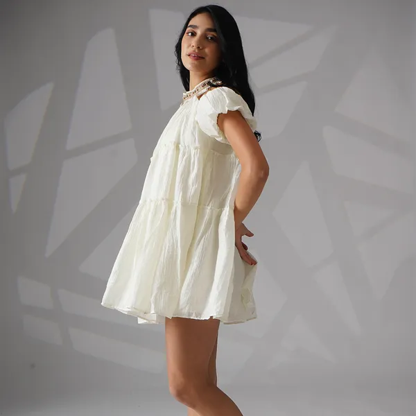 White_Cotton_Relaxed_Fit_Tiered_Dress_For_Women