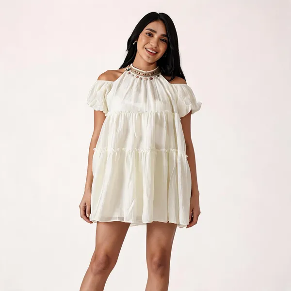 White_Cotton_Relaxed_Fit_Tiered_Dress_For_Women