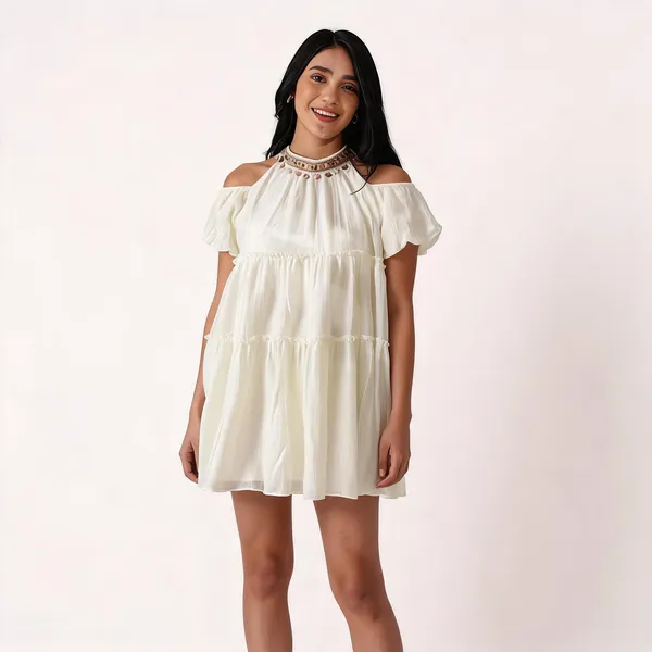 White_Cotton_Relaxed_Fit_Tiered_Dress_For_Women