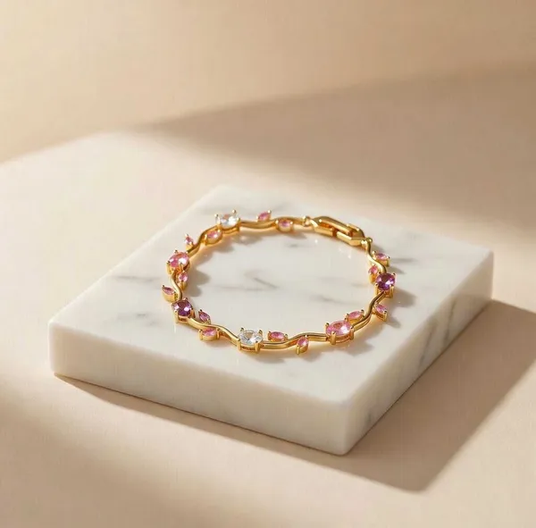Pink_And_Purple_And_Gold_Stainless_Steel_Bracelet_For_Women