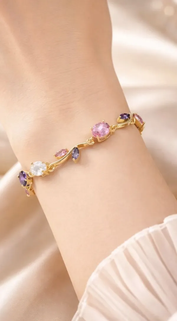 Pink_And_Purple_And_Gold_Stainless_Steel_Bracelet_For_Women