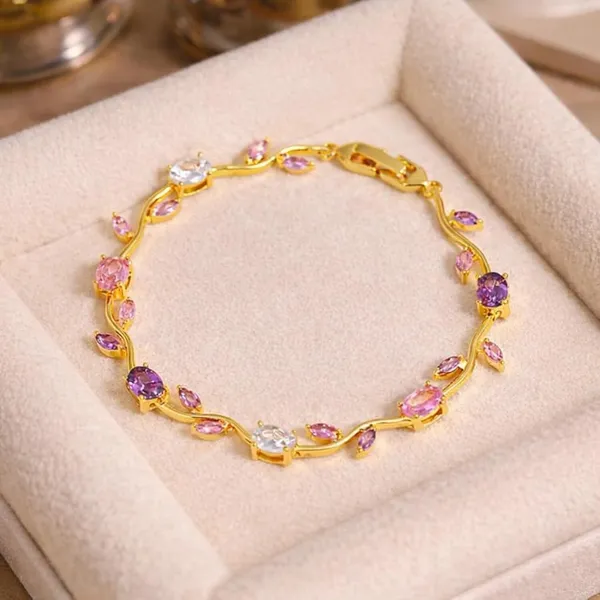 Pink_And_Purple_And_Gold_Stainless_Steel_Bracelet_For_Women