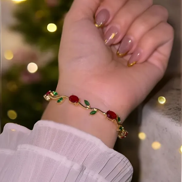 Red_And_Green_And_Gold_Stainless_Steel_Bracelet_For_Women