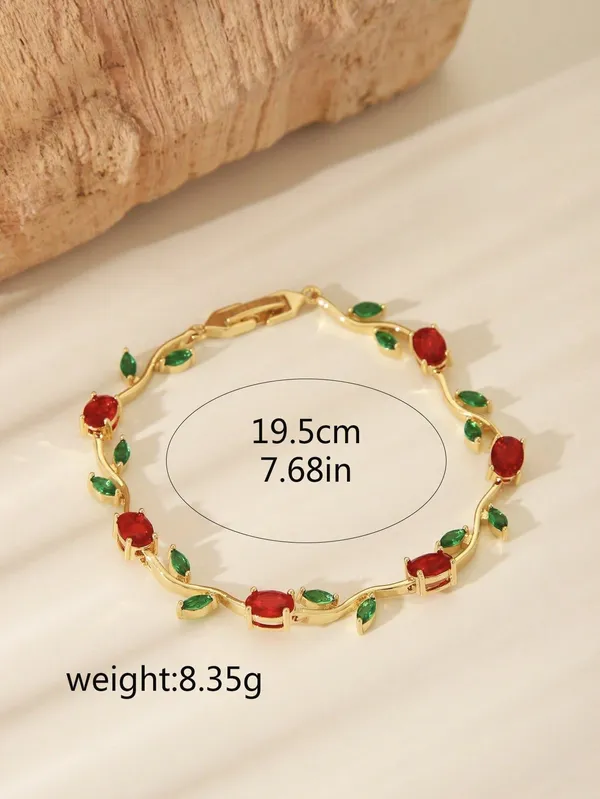 Red_And_Green_And_Gold_Stainless_Steel_Bracelet_For_Women