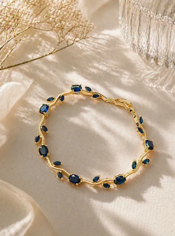 Gold_And_Blue_Stainless_Steel_Bracelet_For_Women