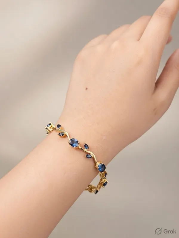 Gold_And_Blue_Stainless_Steel_Bracelet_For_Women