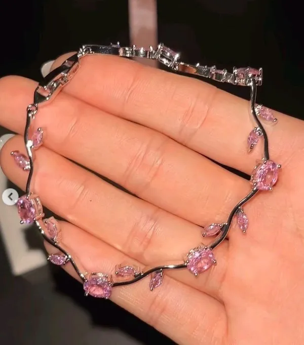 Silver_And_Pink_Stainless_Steel_Bracelet_For_Women