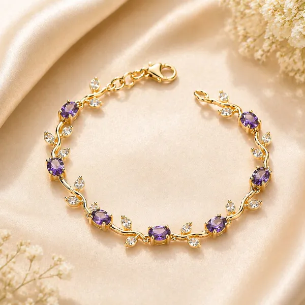 Lavender_And_Gold_Metal_Bracelet_For_Women