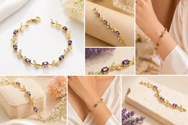 Lavender_And_Gold_Metal_Bracelet_For_Women
