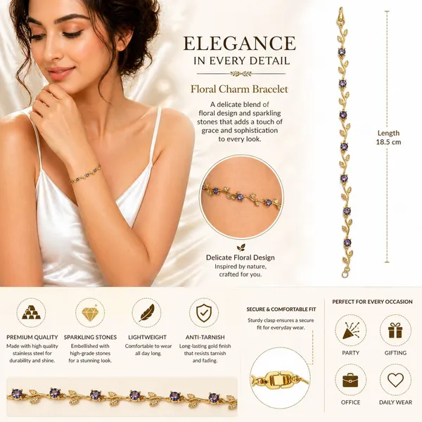 Lavender_And_Gold_Metal_Bracelet_For_Women