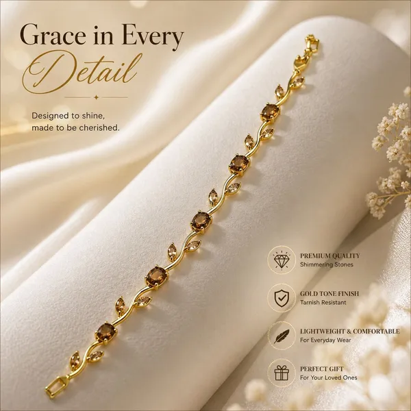 Gold_And_Brown_Metal_Bracelet_For_Women