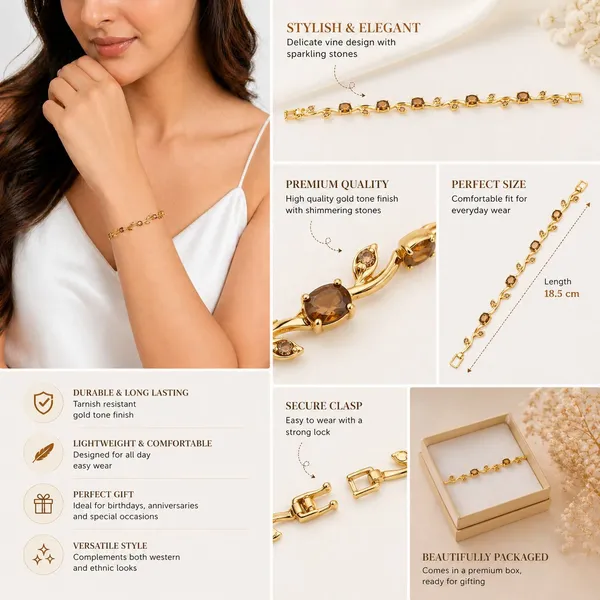 Gold_And_Brown_Metal_Bracelet_For_Women