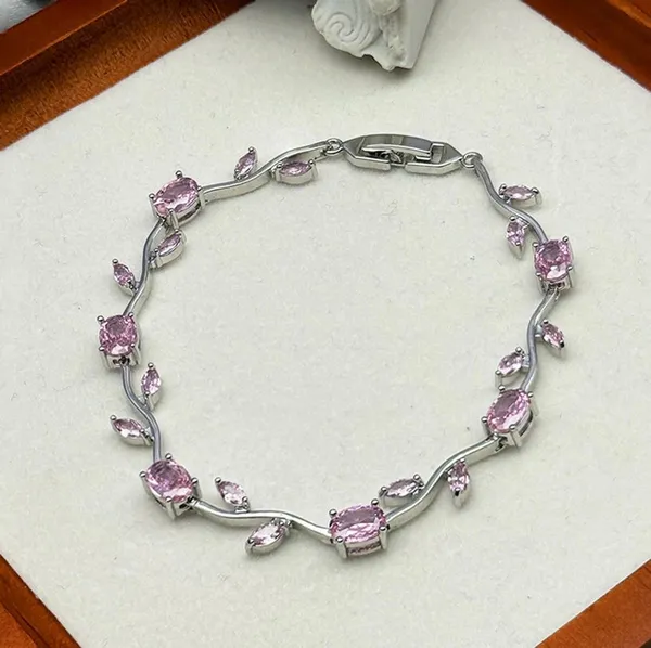 Silver_And_Pink_Metal_And_Alloy_Bracelet_For_Women
