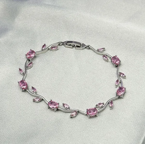 Silver_And_Pink_Metal_And_Alloy_Bracelet_For_Women