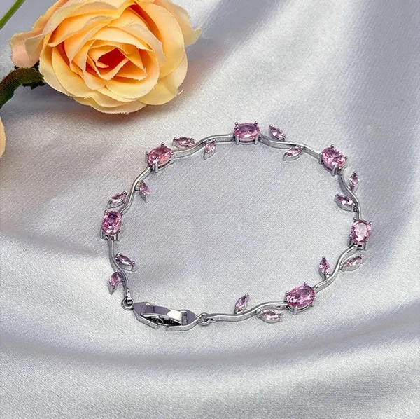 Silver_And_Pink_Metal_And_Alloy_Bracelet_For_Women