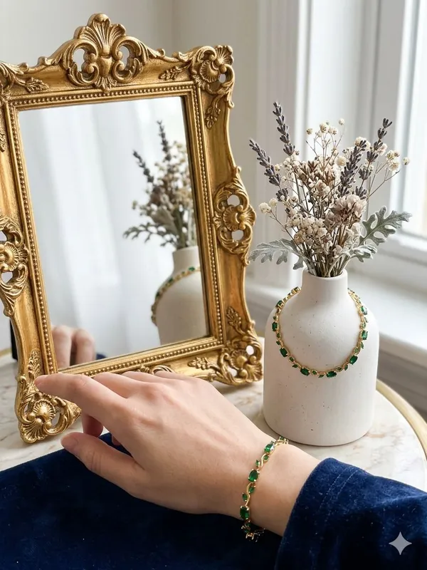 Gold_And_Green_Brass_Bracelet_For_Women