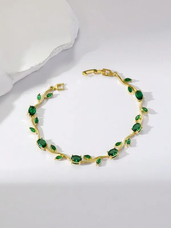 Gold_And_Green_Brass_Bracelet_For_Women