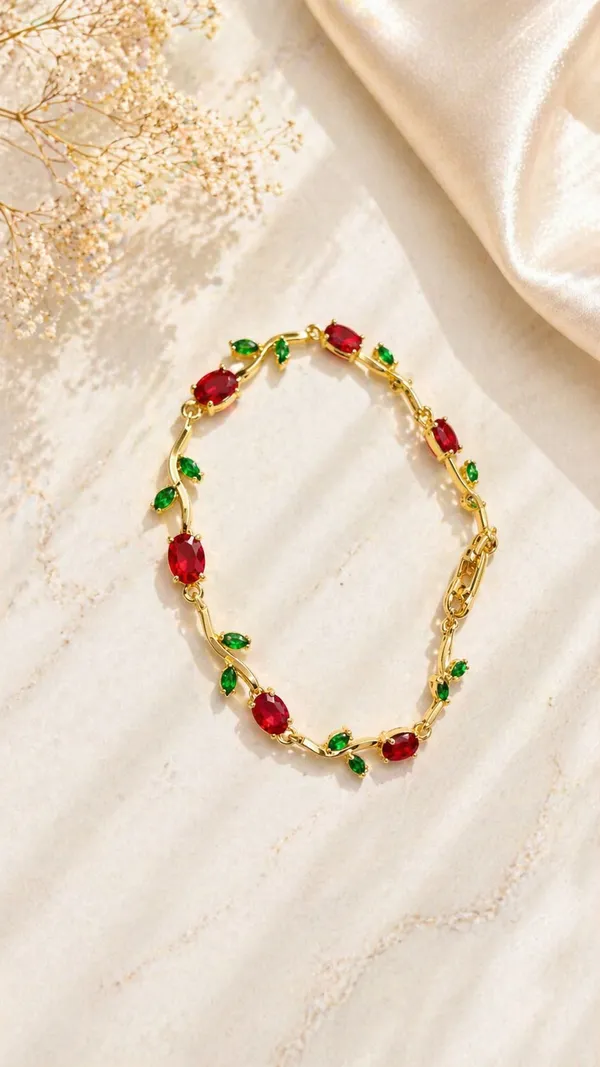 Gold_And_Green_And_Maroon_And_Pink_And_White_Alloy_Bracelet_For_Women