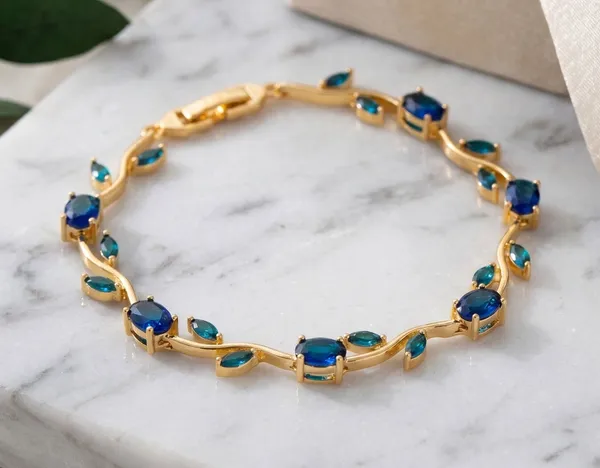 Blue_And_Gold_Alloy_Bracelet_For_Women